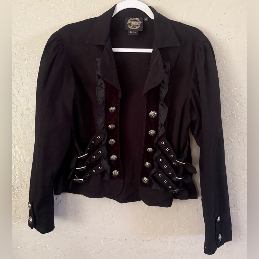 Funhouse Jacket Y2K Goth Whimsy Goth Punk Buckles Marching Band XL Black READ DE